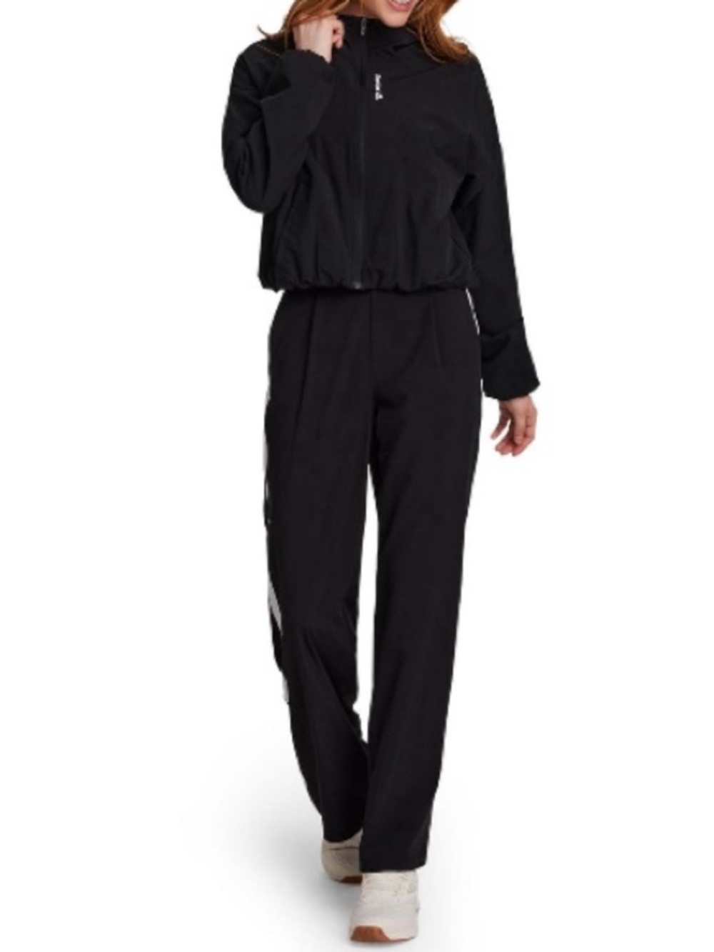NWT size small Reebok Black wide leg Track Pants & Zip Jacket Set and sports bra